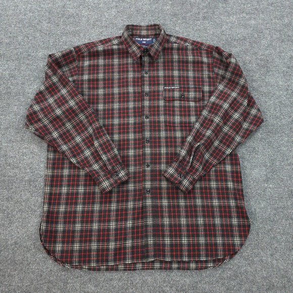 Ralph Lauren Other - Polo Sport Shirt Mens Large Red Plaid‎ Wool Blend Flannel Outdoors Ralph Lauren